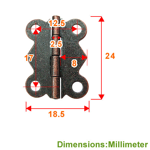 Small Butterfly 90 Degree Hinge - Red Bronze JB004BR90